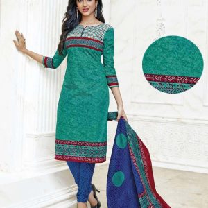 Royal Green Crepe Printed Salwar Suit Dupatta Material (Un-stitched)