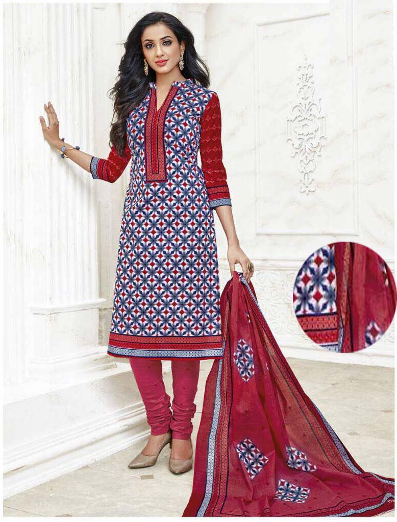 Grand Cotton Self Design Printed Salwar Suit Dupatta Material Un stitched