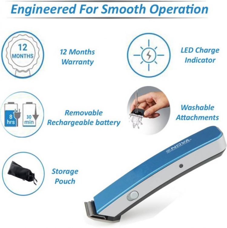 Nova NHT 1045 B Cordless Trimmer (Blue) - Image 2