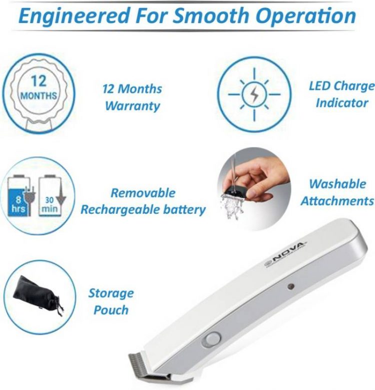 NOVA NEW Addition Cordless Trimmer ( White) - Image 3