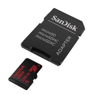 SanDisk 128 GB Ultra MicroSDXC UHS-I Class 10 Memory Card with SD Adapter