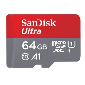 SanDisk 64GB Ultra A1 Class 10 microSDXC Memory Card with Adapter (SDSQUAR-064G-GN6MA)