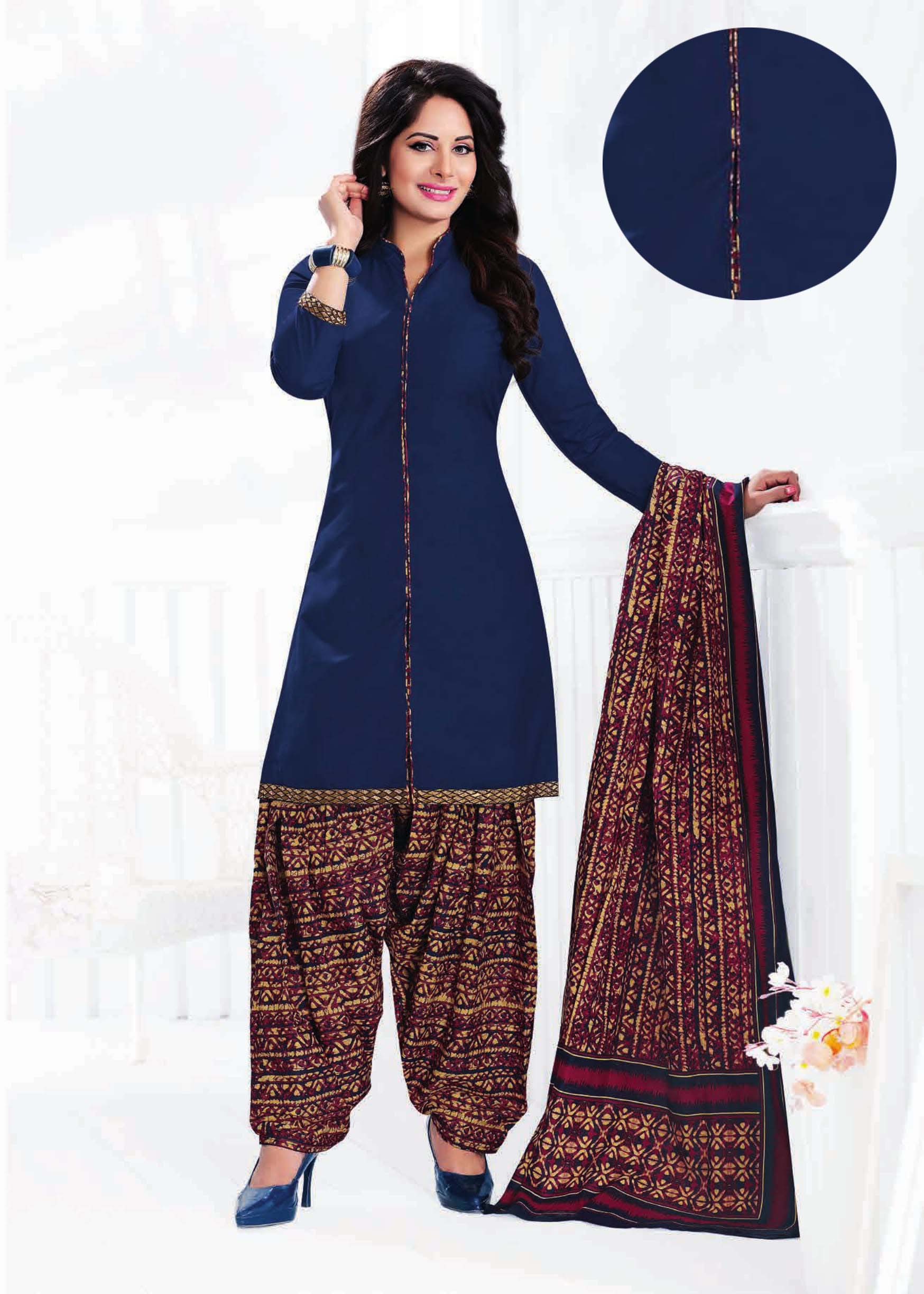 Grand Cotton Self Design Printed Salwar Suit Dupatta Material Un stitched