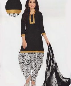 Delight Matt Black Cotton Self Design, Printed Salwar Suit Dupatta Material (Un-stitched)