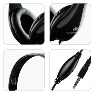 Zebronics ZEB-2100HMV Wired Headset Headphone 3.5mm with Mic | Soft Padded Cup over Ear