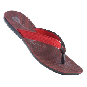 VKC Men's Red Based Synthetic Leather Slippers