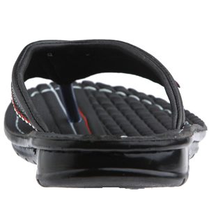 VKC Men's Black Synthetic Leather Slippers