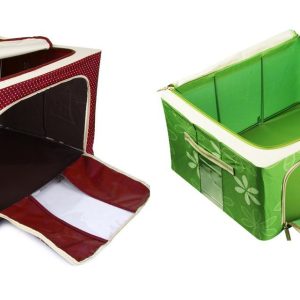 High Quality Combo Dotted Polyester With Steel Frame Clothes Box 66L