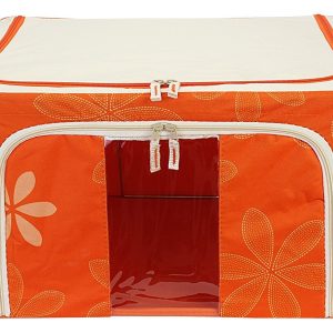 55L Polyester Fabric Foldable Cloth Storage Box Storage Organizer with Steel Frames