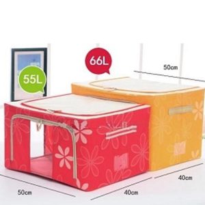 High Quality Combo Dotted Polyester With Steel Frame Clothes Box 66L