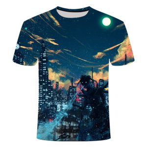 Blue Flaming tshirt Men/Women t shirt 3d t-shirt Casual Tops Anime Streawear Short Sleeve Tshirt Asian Plus-Size men's clothing