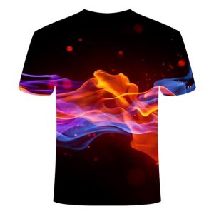 Blue Flaming tshirt Men/Women t shirt 3d t-shirt Casual Tops Anime Streawear Short Sleeve Tshirt Asian Plus-Size men's clothing
