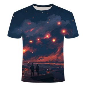 Blue Flaming tshirt Men/Women t shirt 3d t-shirt Casual Tops Anime Streawear Short Sleeve Tshirt Asian Plus-Size men's clothing