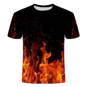 Blue Flaming tshirt Men/Women t shirt 3d t-shirt Casual Tops Anime Streawear Short Sleeve Tshirt Asian Plus-Size men's clothing