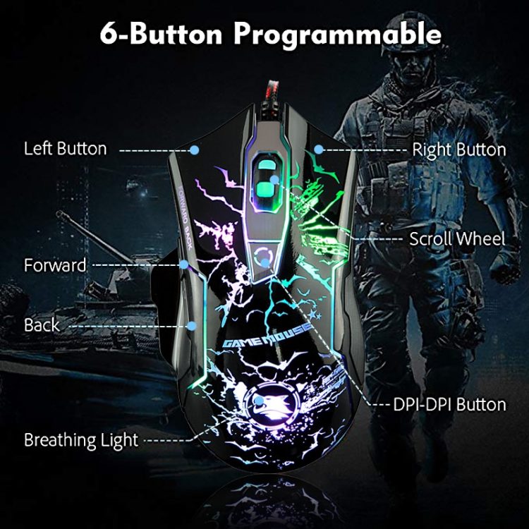 KAYINUO mechanical usb gaming mouse 3200DPI adjustable 6 buttons rgb colorful backlight usb/computer mouse for laptop desktop - Image 3