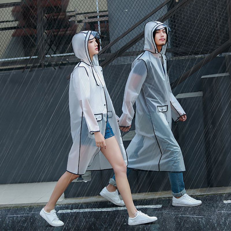 New Fashion Outdoor Rain Coat Women Covered Transparent EVA Girls Raincoat Travel Waterproof Rainwear Adult Poncho With Pocket Season Bazaar