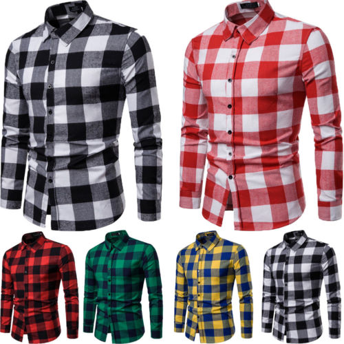 Spring New Mens Plaid Flannel Lumberjack Tartan Check Shirt Brushed Cotton  Casual Shirts Fashion Streetwear