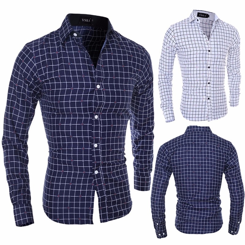 Zogaa 2019 Men Shirts Long Sleeve Cotton Business Casual Shirt Office Work Shirts Men Plaid Shirt Collar Slim Fit Clothing Top Season Bazaar