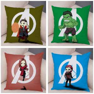 American Anime Marvel Superhero Pillow Case Cushion Cover for Sofa Home Decor Iron Man Super Hero Short Plush Pillowcase