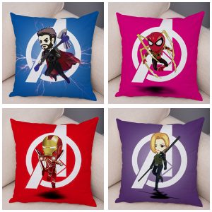 American Anime Marvel Superhero Pillow Case Cushion Cover for Sofa Home Decor Iron Man Super Hero Short Plush Pillowcase