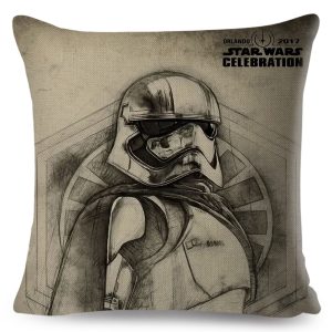 Star Wars Cushion Cover Decor Yoda Darth Vader Splatter Art Pillowcase for Car Sofa Linen Beige Pillow Case 45x45cm
