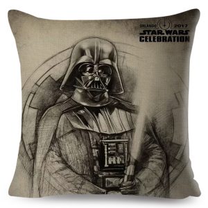 Star Wars Cushion Cover Decor Yoda Darth Vader Splatter Art Pillowcase for Car Sofa Linen Beige Pillow Case 45x45cm