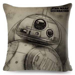 Star Wars Cushion Cover Decor Yoda Darth Vader Splatter Art Pillowcase for Car Sofa Linen Beige Pillow Case 45x45cm