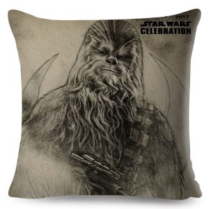 Star Wars Cushion Cover Decor Yoda Darth Vader Splatter Art Pillowcase for Car Sofa Linen Beige Pillow Case 45x45cm