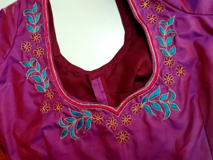 Peacock Aari Embroidery Blouse - Image 4