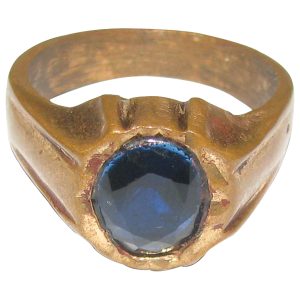 Aadhyathmik Aimpon Panchalogam Blue Kumbha Rashi (Rasi) Ring Panchaloha Aquarius Zodiac Sign Ring (5 Metals Panchadhatu) - A4859