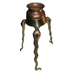 Abhishek Copper Pot With Tripod Brass Stand 10 Inches - A4907-02
