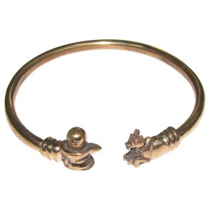 Aadhyathmik Aimpon Panchalogam Shiva Lingam And Nandi Kappu Panchaloha Shiva Lingam Nandi Kadiyam (5 Metals Panchadhatu Shivling Nandi Bracelet) - S949408