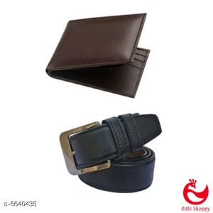 Attractive Leatherette Men's Belth Woth Combo Of Wallet