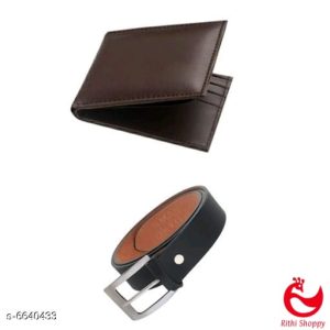Attractive Leatherette Men's Belth Woth Combo Of Wallet