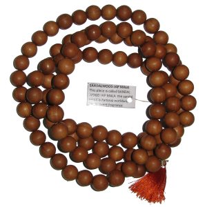 Original Asli Natural White Chandan Mala Sandal Wood Rosary Mala 108 Beads Sandalwood Mala - A0367