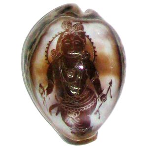 Sri Krishna Gopala Krishna Art on Natural Cowrie Kawdi Kaudi Kowdi Sea Shell - A0382