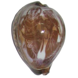 Radhe Krishna Radha Krishna Art on Cowrie Kawdi Kaudi Kowdi Sea Shell - A0384