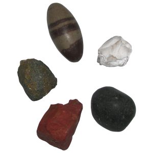 Panchayatan Puja Set of 5 Stones - Sonabhadra, Swarnamukhi, Narmada Linga, Salagram, Sphatik - A1268
