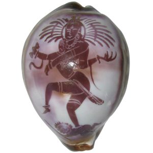 Lord Nataraja, Shiva performs the Ananda Tandava Art on Cowrie Kawdi Kaudi Kowdi Sea Shell - A1283