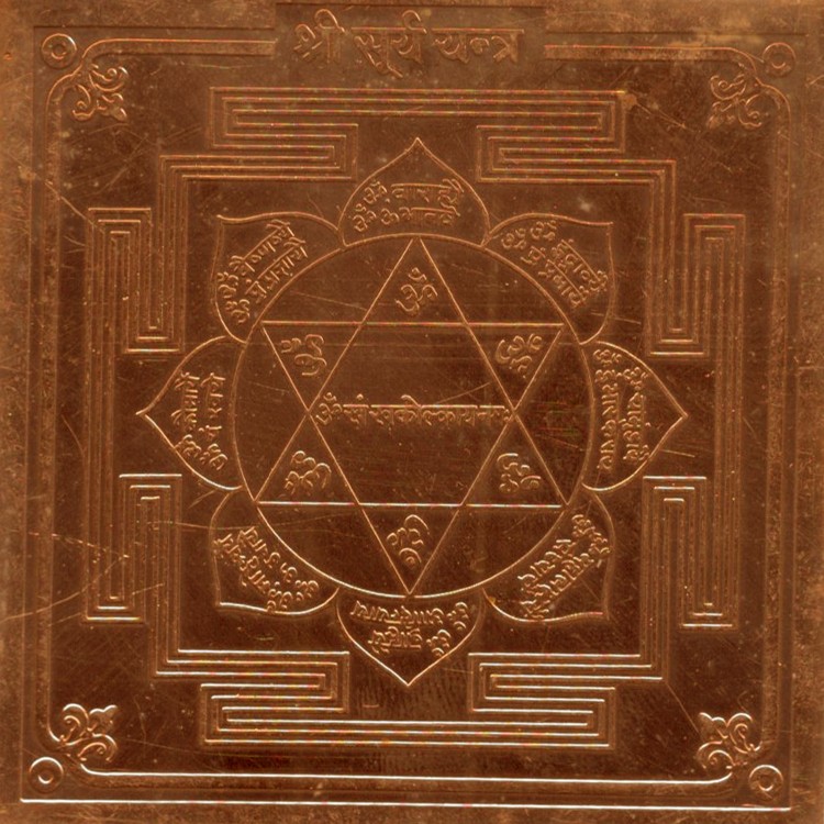 Surya Yantra Suriya Ravi The Sun Suryan Yantram Surian Yendram In Copper S925788