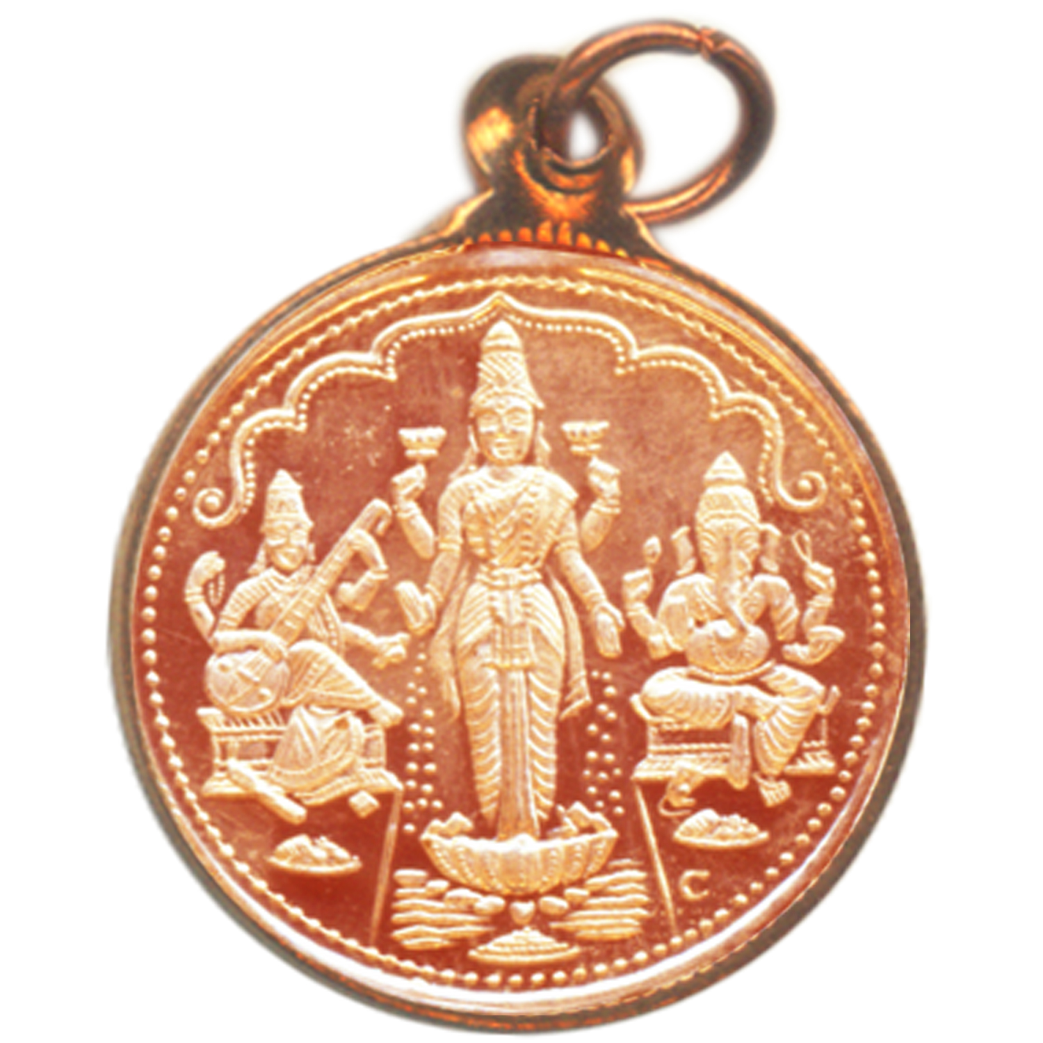 Lakshmi Saraswathi Ganapathi Copper Pendant Kavach - S430438-02