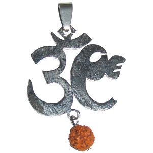 Om Ganesh Panchamukhi Rudraksha Metal Pendant - A4424