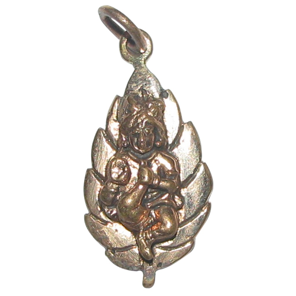 Aadhyathmik Aimpon Panchalogam Leaf Krishna Pendant Panchaloha Krishna