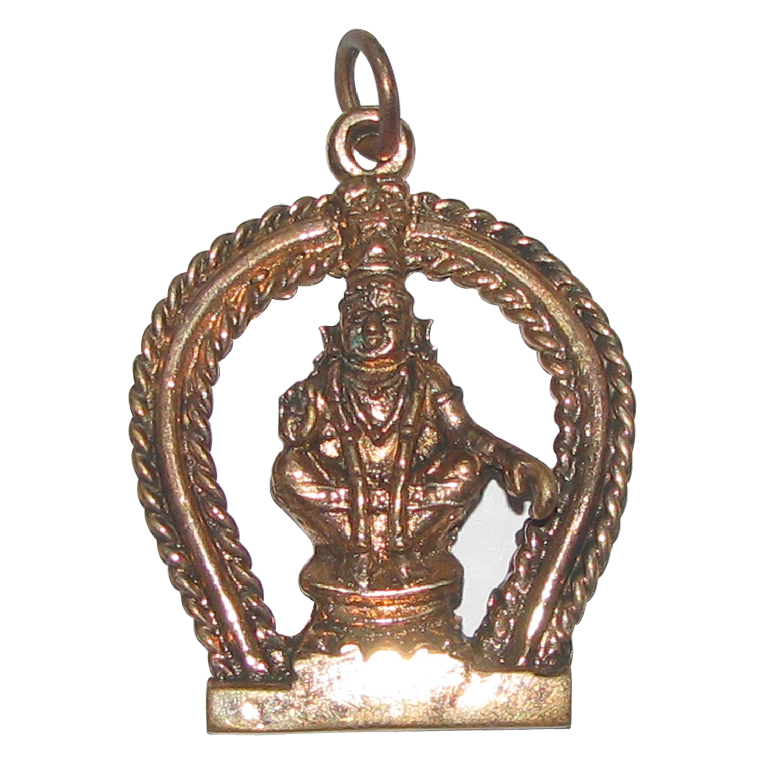 Aadhyathmik Aimpon Panchalogam Lord Ayyappa's Sitting Posture Pendant Panchaloha Sabarimala Ayyappa Kavach (5 Metals Panchadhatu Pendant) - A5164