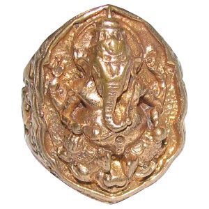 Aadhyathmik Aimpon Panchalogam Maha Ganapathi Ring Panchaloha Raja Vinayagar Ring (5 Metals Panchadhatu Ganesh Ring) - A5260