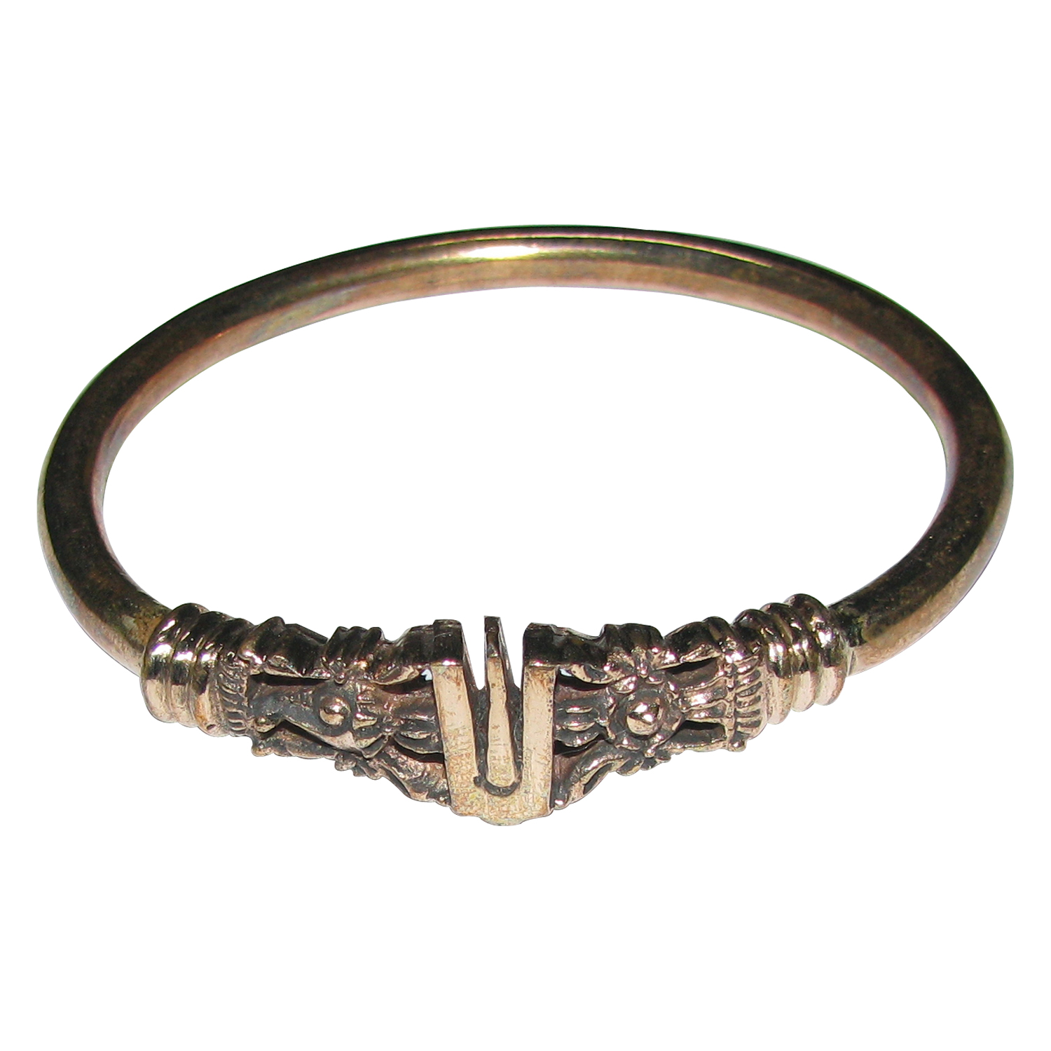 Aadhyathmik Aimpon Panchalogam Sankhu Chakra Namam Bangle Bracelet Panchaloha Sangu Chakra Namam Kappu (5 Metals Panchadhatu Kadiyam) - A5310