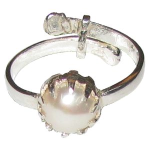 Aadhyathmik Abhimantrit 100% Natural Original Muthyam Muthu Pearl Moti Adjustable Ring in Silver - S964038