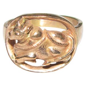 Aadhyathmik Aimpon Modhiram Panchaloha Vungaram Panchdathu Nandi Angooti Panchalogam Nandeeshwara Ring - S952508