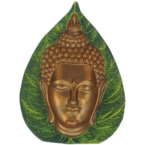 Aadhyathmik Buddha Face in Bodhi Leaf 6Inch - S917268-A