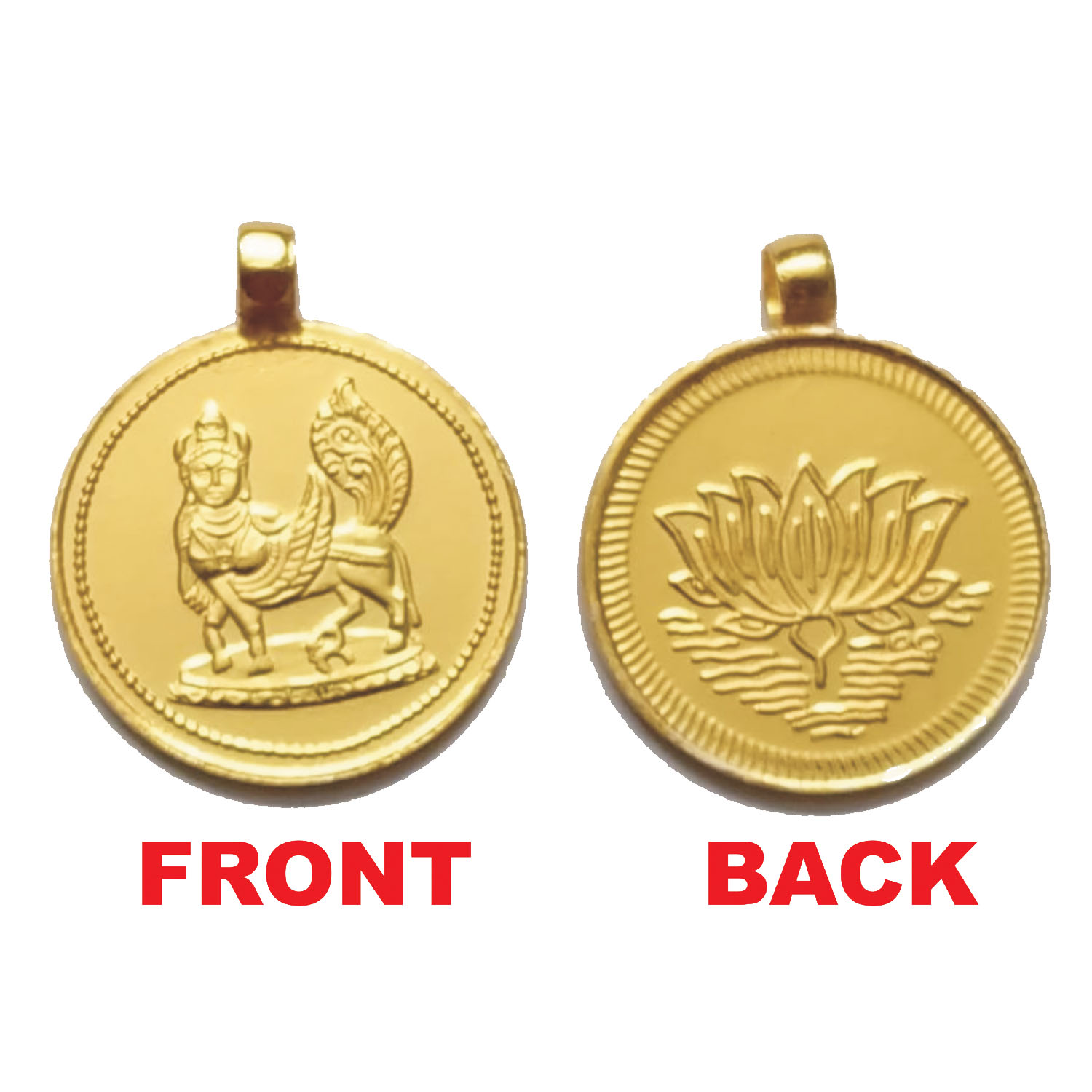 Aadhyathmik Goddess Gomatha Surabhi Sacred Cow Kamadhenu in Front with Lotus on Back Copper Pendant 1 Inch – S931308-02